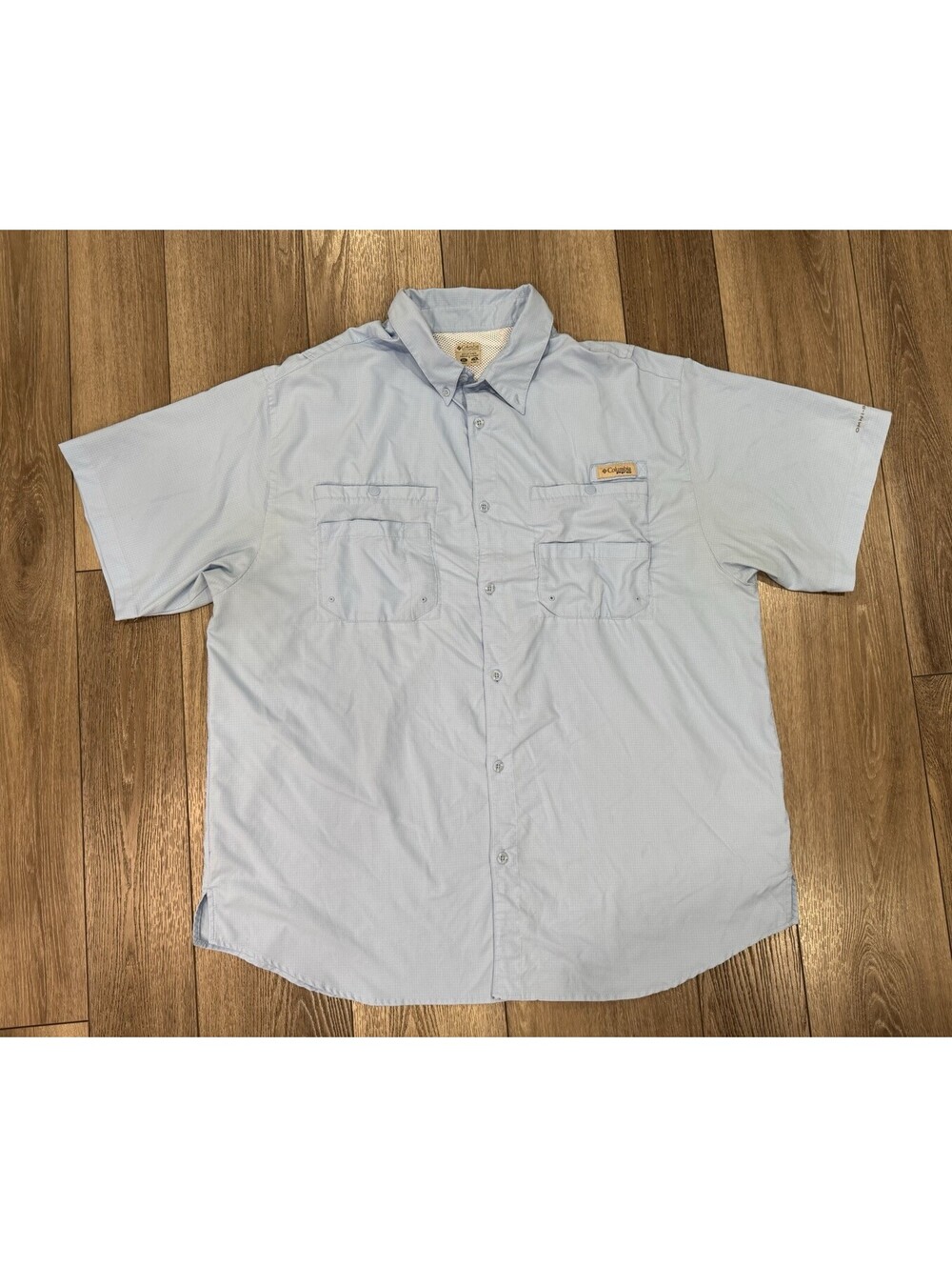Columbia PFG Fishing Shirt XXL Button Up Short Sleeve Breathable Blue Men's